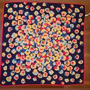 Vintage Morsly New York Wool‎ Scarf 17” Pansy Flowers EXCELLENT!